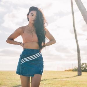 adidas originals x danielle cathari diagonal side stripe denim skirt